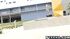 Young beauty gets it from an experienced lover in a doggy style on the floor