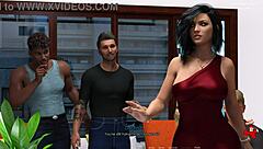 Anna in sexy red dress and black stockings episode 60