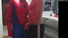 Amateur gay video with Halloween-themed swap