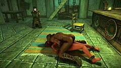 Beautiful brunette gets bound and teased in Skyrim adult game