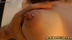 Blonde With Pierced Nipples Gapes While Masturbating