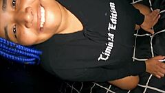 latina shows off without panties