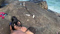 Cross dressing beauties get it on at the nudist beach