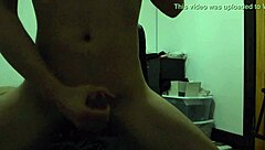 Asian Hispanic man strokes his cock to cum