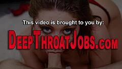 Pretty young woman gives blow job and gets facial with cum