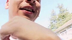 Blonde Cheerleader Fucked Outside By Two Guys In Threesome