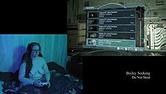 Playing Dead Space naked with big natural tits on display in part 6.