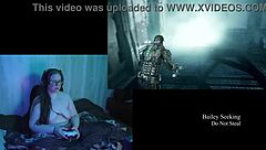 Playing Dead Space naked with big natural tits on display in part 6.
