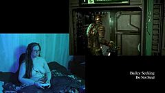 Playing Dead Space naked with big natural tits on display in part 6.