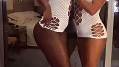 Two Hot Black Lesbians Teasing Sticky Pussies