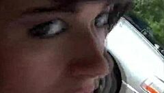 oxuanna envy teases her shaved pussy with a dildo outdoors