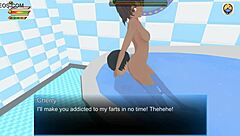 Femdom university cherry bathroom scene with bdsm and humiliation.