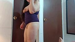 MILF prostitute shows off big pussy lips to coworker