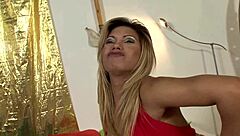 gorgeous shemale gets handjob and assfucking with monster cock to orgasm