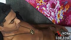 Black Amateur Cums Hard During Homemade Handjob Session