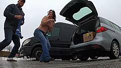 Public humiliation with a hot milf and an big ass in the woods