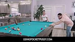 Hardcore sex with a young girl on a pool table