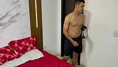 My shy half-sister surprises me with her underwear and I fuck her hard until I cum in her ass