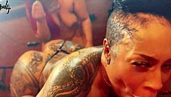 Spitting on double blowjob in hentai anime with ebony and indian