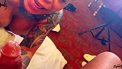 Spitting on double blowjob in hentai anime with ebony and indian