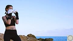 boxer tied and spanked before rimming dom by sea