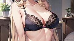 3D animated AI crafts birthday surprise with pussy masturbation ASMR sound.