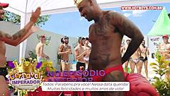 A group of people having sex without the use of condoms in a carnival setting with different performers