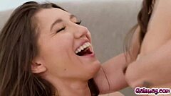 maya woulfe and spencer bradley moan while licking each other's hairy pussies