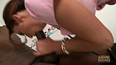 horny nurse babe sucks huge black cock while bent over