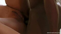 ebony milf gives outdoor handjob.