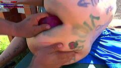 Hot milf Danna gets a messy gang bang outdoors