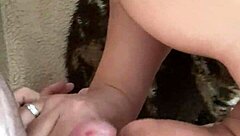 The girl gives a blowjob to her boss in the office