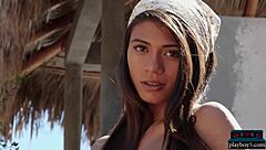 Petite asian teen Hannah Le gets naked on relaxing ranch!