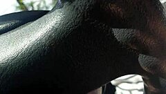 Skinny Brunette Outside Car Pussy Masturbation