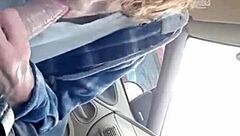 giving morning blowjob to my buddy in the car, deepthroating his monster cock