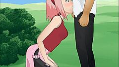 Naruto fans watch Sakura Haruno master deepthroat skills. Her animated oral game is next level.