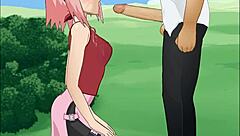 Naruto fans watch Sakura Haruno master deepthroat skills. Her animated oral game is next level.