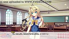 pretty girl with big boobs in a funny comic battle scene