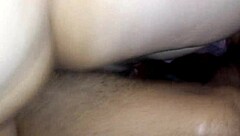 A shaved pussy with a hairy cock in it