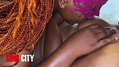 Ebony Girlfriend Licks and Toys Pussy with Dildo