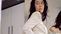 Young woman enjoys pleasure from rubbing her genitals