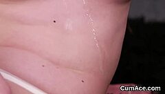 kinky honey swallows cumshot on face