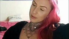 Beautiful woman with natural big tits enjoys smoking and teasing