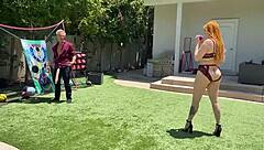 Mature milf cheats with stepson, riding his huge white cock.