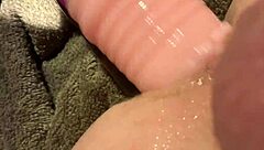 Boldly stretching my ass with machine for bigger fucking