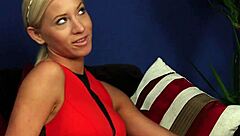 Glamorous clothed amateur in heels and stockings tugs cock for cumshot