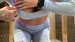 Beautiful woman with perfect accent shows her big boobs in POV video