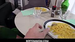 Step son seeks advice from mom, but gets a blowjob instead.