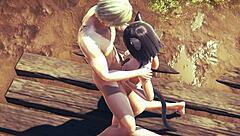 I watched this hentai uncensored 3d where kitty gets a boobjob and fucked with creampie in japanese asian manga anime game porn