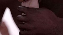 Black man eagerly sucks big white monster cock in gay blowjob scene